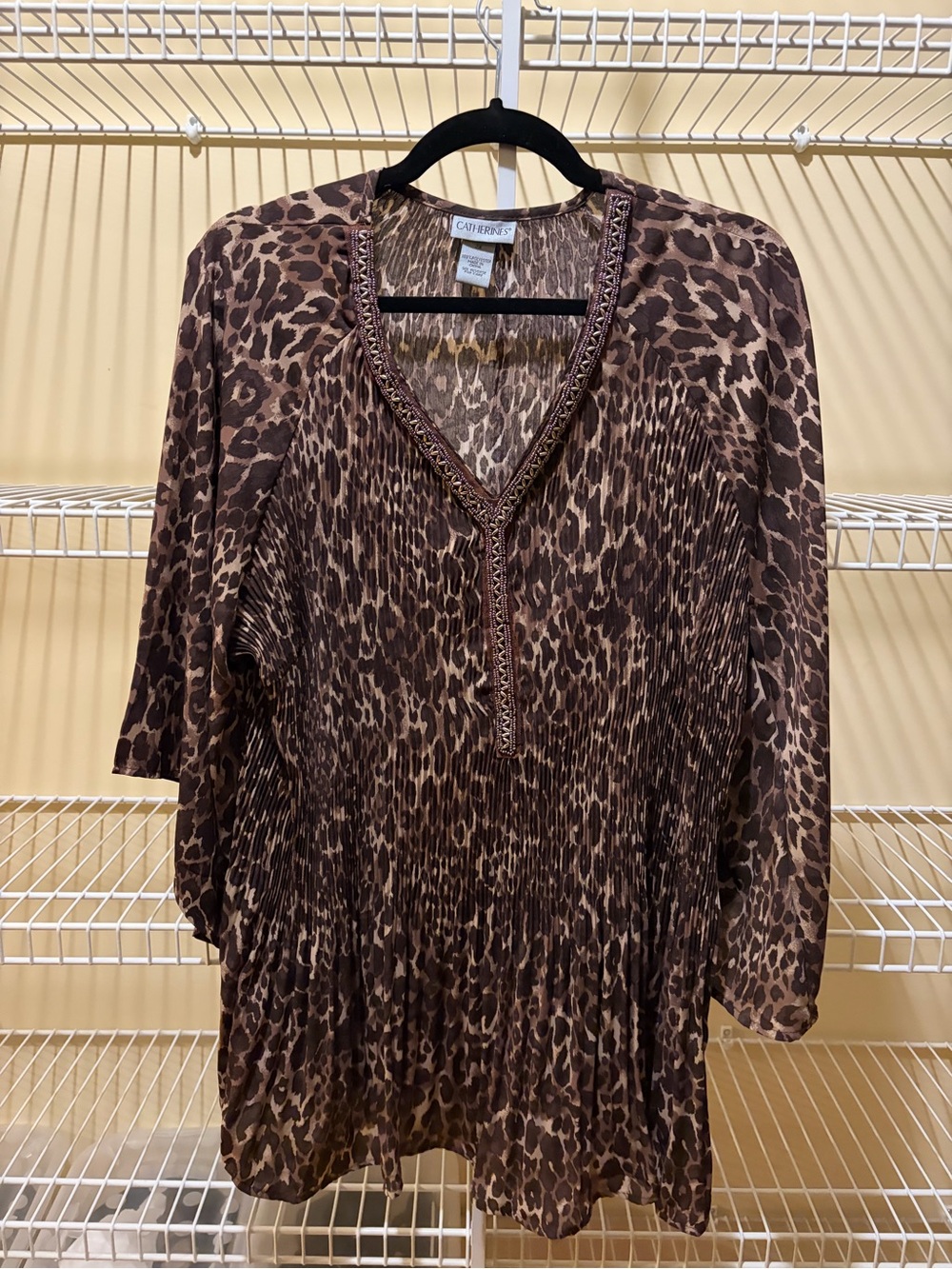 Catherines Brown Leopard Print V-Neck Tunic Blouse